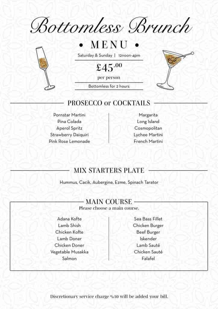 Salash Kitchen South Woodford Bottomless Brunch Menu